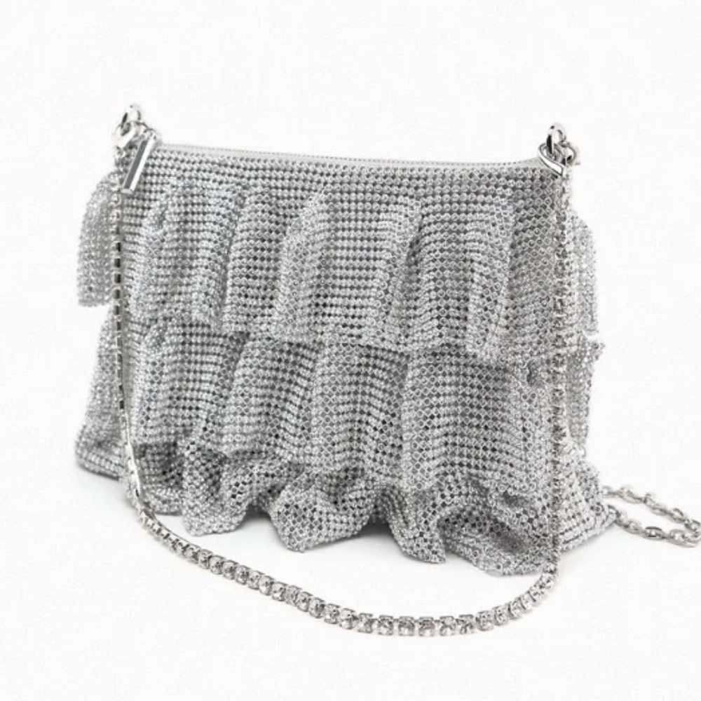 Zara Ruffled Mesh Crossbody Bag - Picture 3 of 7